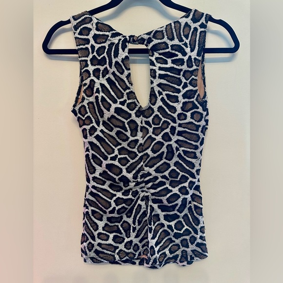 Cache XS Metallic Animal Print Patterned Tank Top Y2K Style - Picture 5 of 7